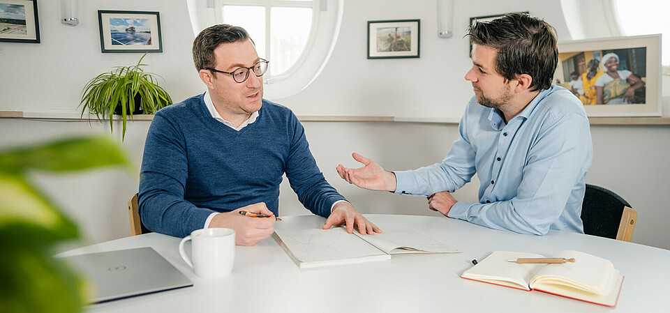 The co-founders of ecoligo Martin Baart and Markus Schwaninger in their Berlin HQ. The co-founders of ecoligo Martin Baart and Markus Schwaninger